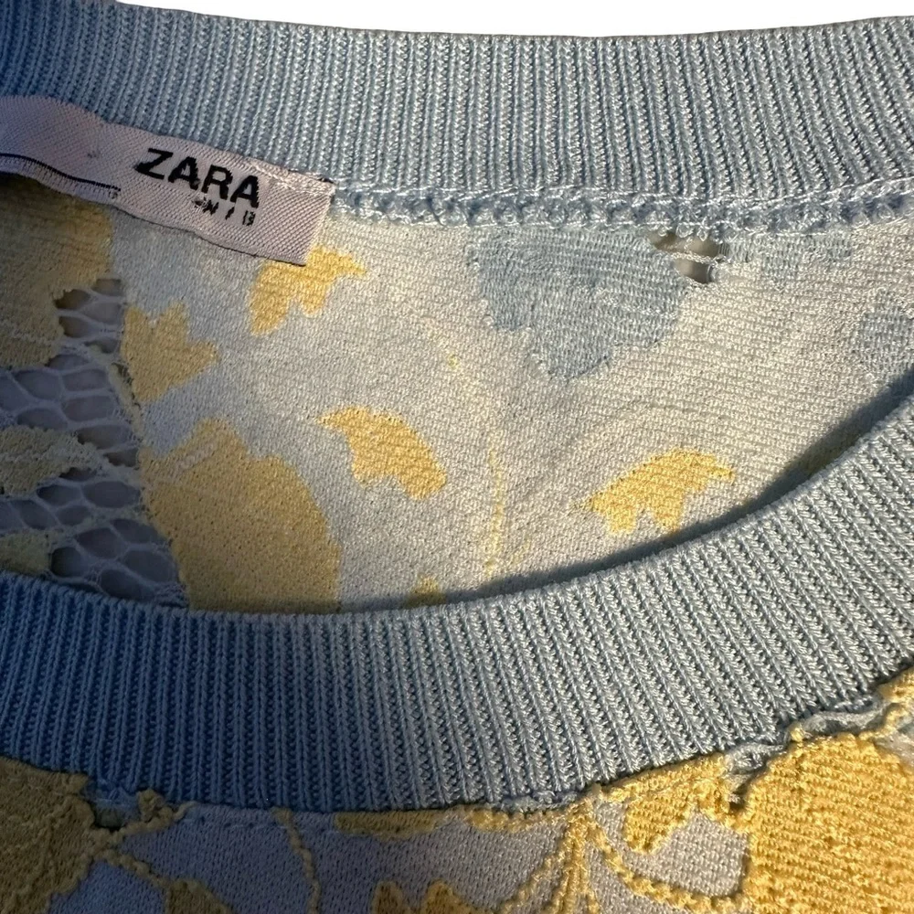 Zara blue and yellow striped lace top - Picture 7 of 9